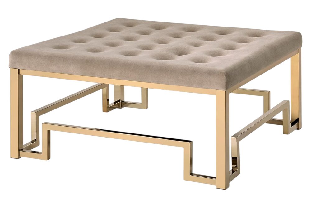 36" Champagne Polyester Tufted Cocktail Ottoman