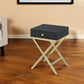 24" Gold And White Solid Wood End Table With Drawer