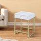 24" Gold And Black Solid Wood End Table With Drawer