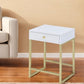24" Gold And White Solid Wood End Table With Drawer