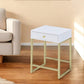 24" Gold And White Solid Wood End Table With Drawer