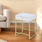 24" Gold And Black Solid Wood End Table With Drawer