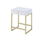 24" Gold And White Solid Wood End Table With Drawer