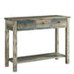 42" Blue and White Solid Wood Console Table