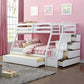 White Twin Over Full Solid Wood Bunk Bed With Stairs And Trundle And Storage