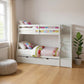 White Twin Over Full Solid Wood Bunk Bed With Stairs And Trundle And Storage