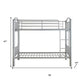 78" X 44" X 67" Twin Over Twin Silver Metal Bunk Bed