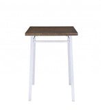 30" Brown and White Metal and Solid Wood Square Bar Table