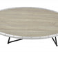46" Gray and Black Wood and Iron Oval Coffee Table
