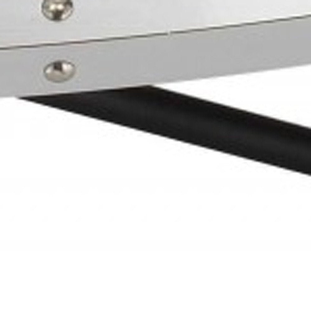 46" Natural and Black Wood And Iron Round Abstract Coffee Table