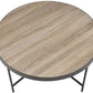 32" Brown and Black Wood And Iron Round Coffee Table