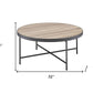 32" Brown and Black Wood And Iron Round Coffee Table