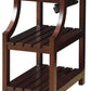 24" Brown Wood End Table With Two Shelves And USB Port