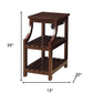 24" Brown Wood End Table With Two Shelves And USB Port