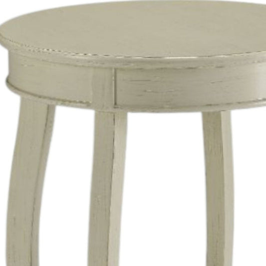 24" Red Wood Round End Table With Shelf