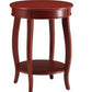 24" Teal Blue Solid Wood Round End Table With Shelf
