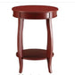 24" Teal Blue Solid Wood Round End Table With Shelf