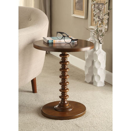 Fun Teal Wood Pedestal End Table