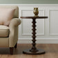 22" Brown Solid Wood Round Pedestal End Table
