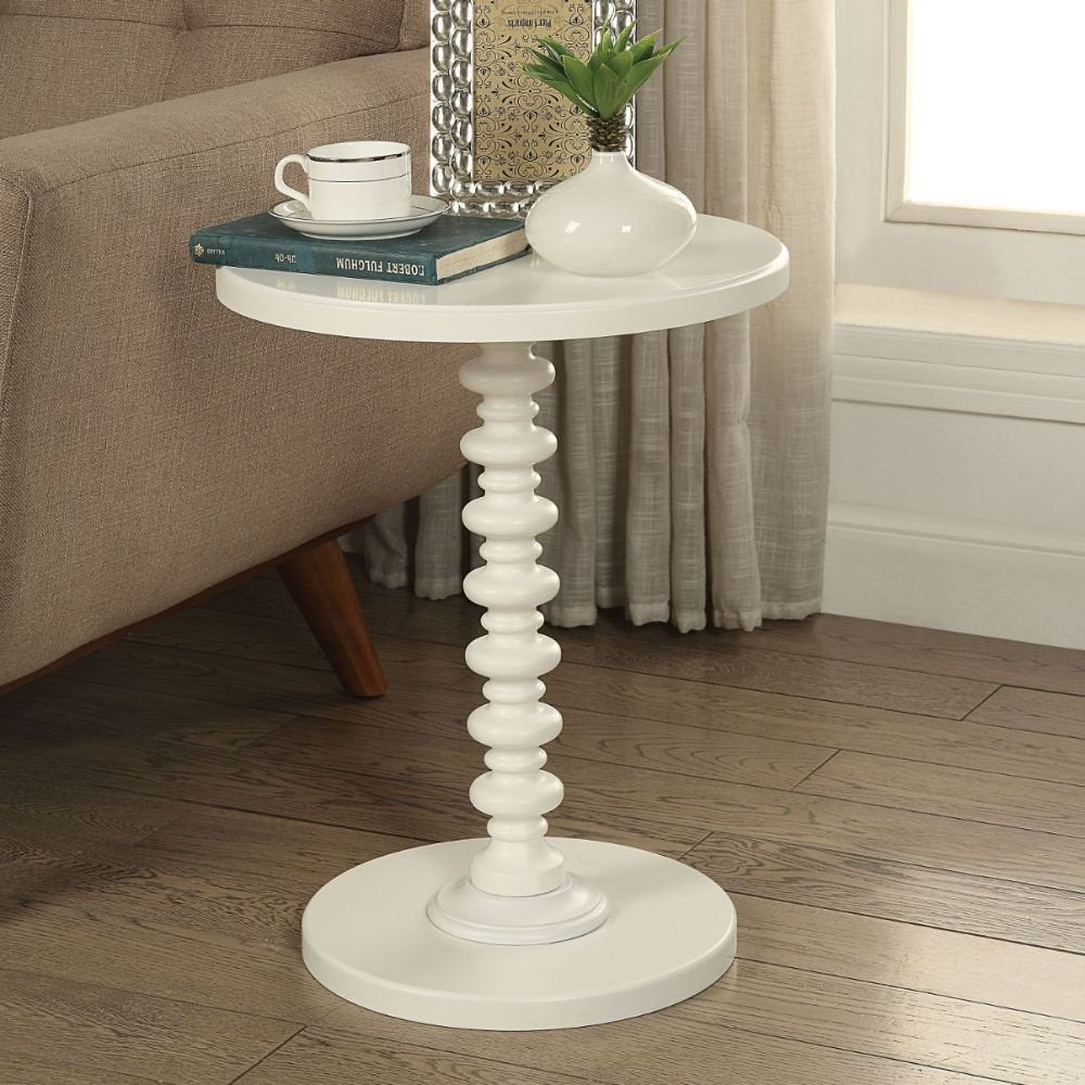 22" Brown Solid Wood Round Pedestal End Table
