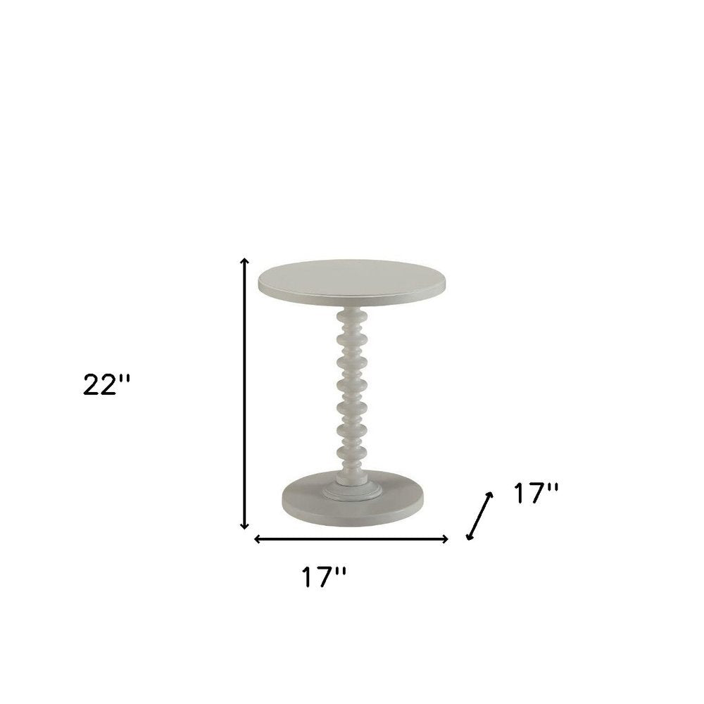 22" Brown Solid Wood Round Pedestal End Table