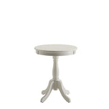 22" White Wood Round Pedestal End Table