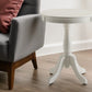 22" White Wood Round Pedestal End Table