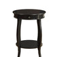 24" Black Wood Round End Table With Drawer And Shelf
