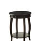 24" Black Wood Round End Table With Drawer And Shelf