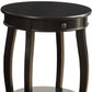 24" Black Wood Round End Table With Drawer And Shelf