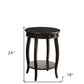 24" Black Wood Round End Table With Drawer And Shelf