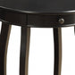 24" Black Wood Round End Table With Drawer And Shelf