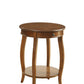 24" Black Wood Round End Table With Drawer And Shelf