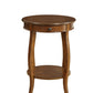 24" Black Wood Round End Table With Drawer And Shelf