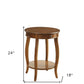 24" Brown Solid Wood Round End Table With Shelf
