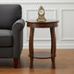 24" Black Wood Round End Table With Drawer And Shelf