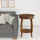 24" Brown Solid Wood Round End Table With Shelf