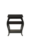 23" Brown Wood Bow Leg End Table With Two Shelves