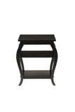 23" Black Wood Bow Leg End Table With Two Shelves