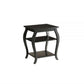 23" Brown Wood Bow Leg End Table With Two Shelves