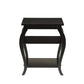 23" Black Wood Bow Leg End Table With Two Shelves