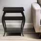 23" Black Wood Bow Leg End Table With Two Shelves