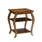 23" Brown Wood Bow Leg End Table With Two Shelves