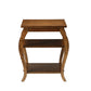 23" Teal Blue Wood Bow Leg End Table With Two Shelves