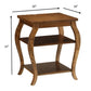 23" Black Wood Bow Leg End Table With Two Shelves