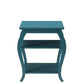 23" Teal Blue Wood Bow Leg End Table With Two Shelves