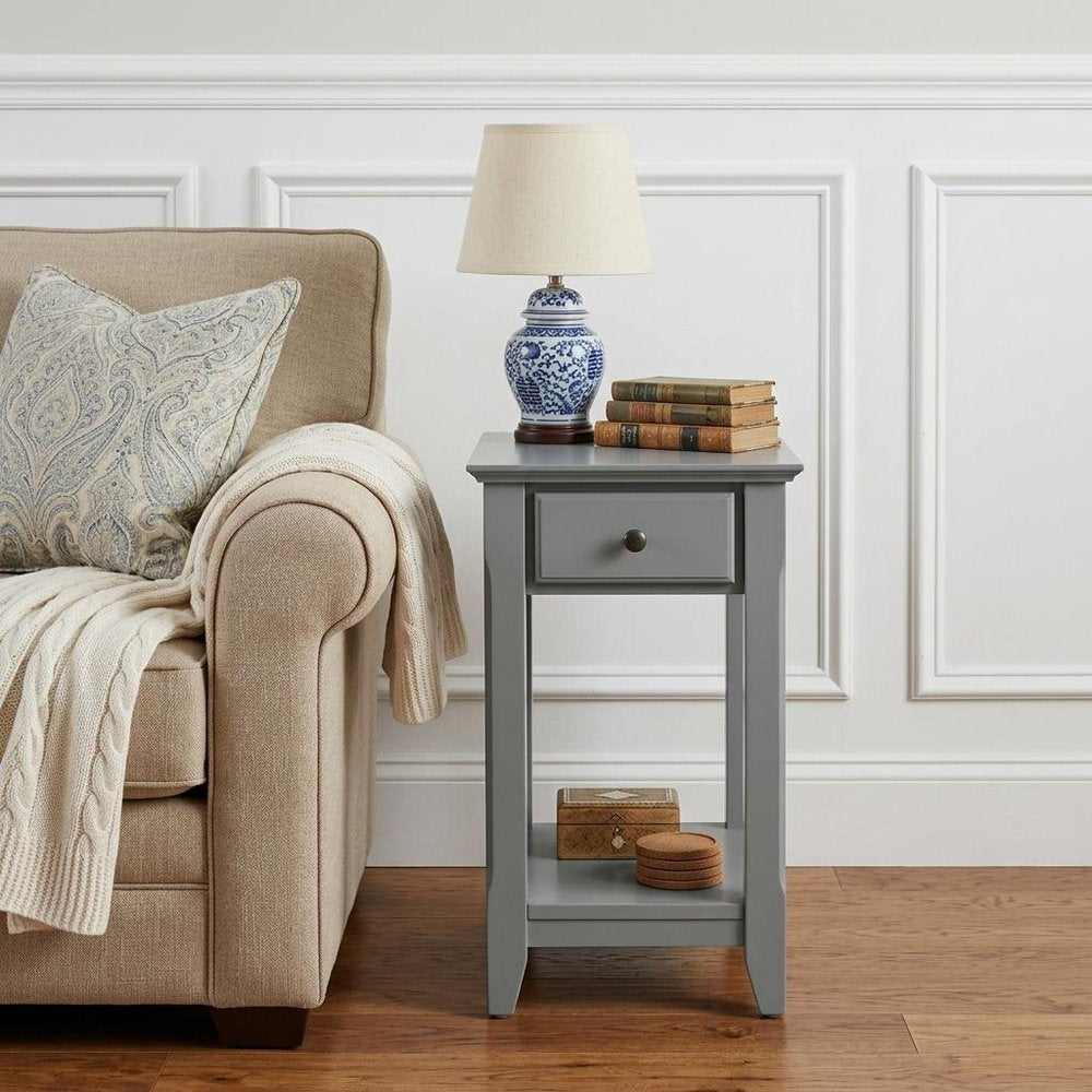 23" Brown Solid Wood End Table
