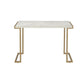 44" White and Gold Faux Marble And Iron Sled Coffee Table