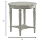 24" Light Slate Gray Solid Wood Round End Table With Shelf