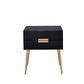 24" Black And Gold Wood And Iron End Table With Two Drawers